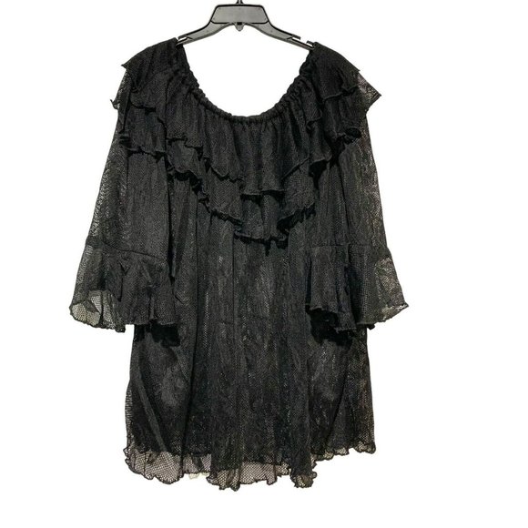 PAT DAHNKE Womens Lace‎ Tunic Boho Western Set Off Shoulder Top & Bottom Pants - Picture 2 of 13